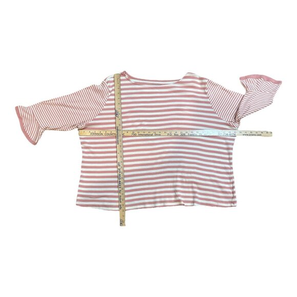 NorthStyle Pink & White Striped 3/4 Bell Sleeve Stretchy Top Women's Size 3X - Picture 7 of 7
